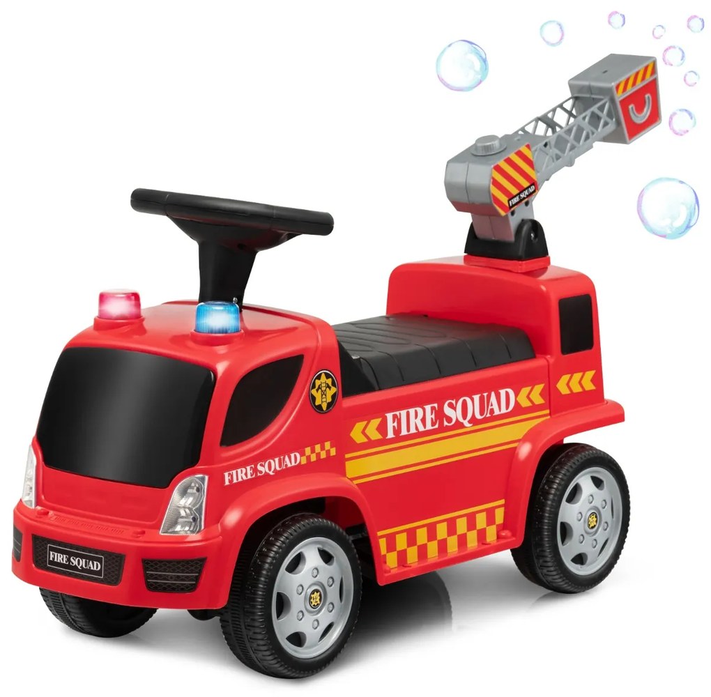 Andarilho para crianças 18-36 meses Carro de bombeiros com faróis de bolha e sons de sirene e música 86 x 28 x 48,5 cm Vermelho