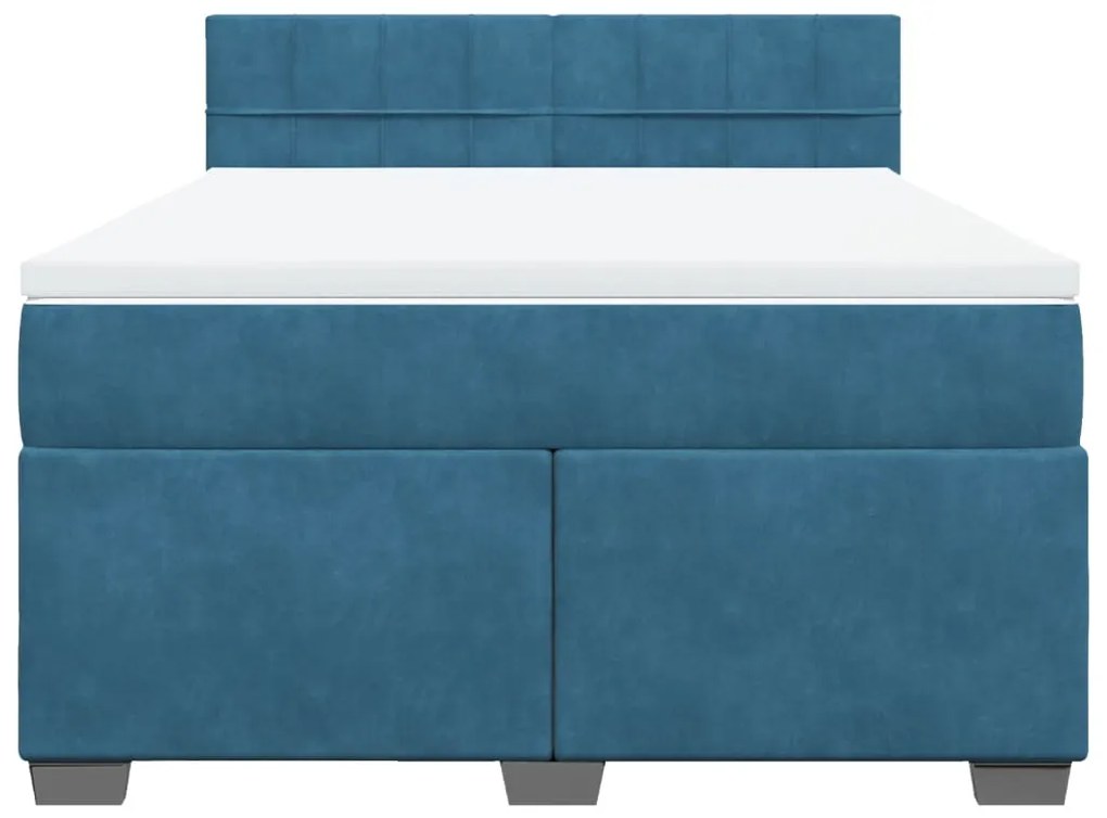 Cama com molas/colchão 160x200 cm veludo azul