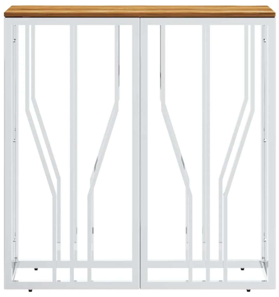 Mesa consola aço inoxidável/madeira de acácia maciça prateado
