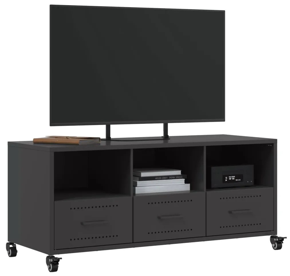Móvel de TV 100,5x39x43,5 cm aço preto