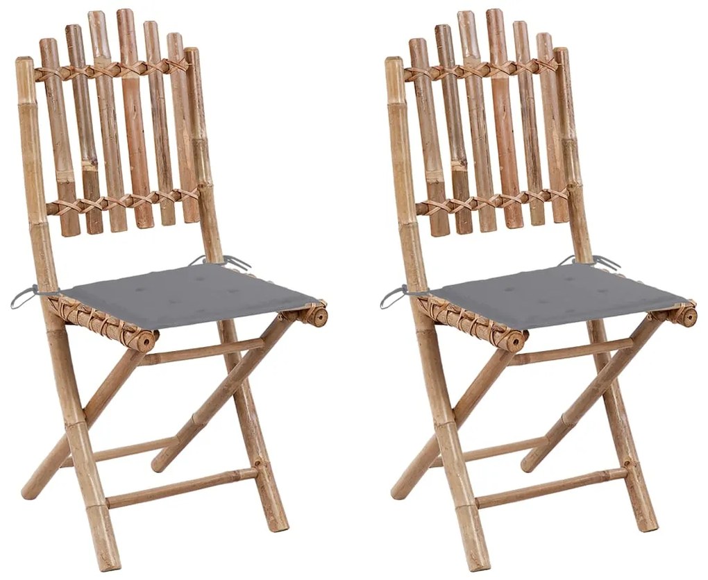 vidaXL Cadeiras de jardim dobráveis c/ almofadões 2 pcs bambu