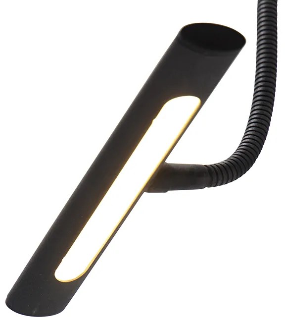 Candeeiro de parede design preto 18,5 cm com LED e dimmer - Tableau Moderno