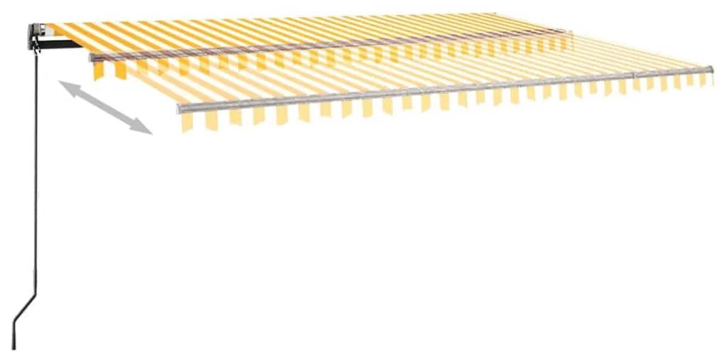 Toldo autom. LED e sensor de vento 500x300 cm amarelo/branco