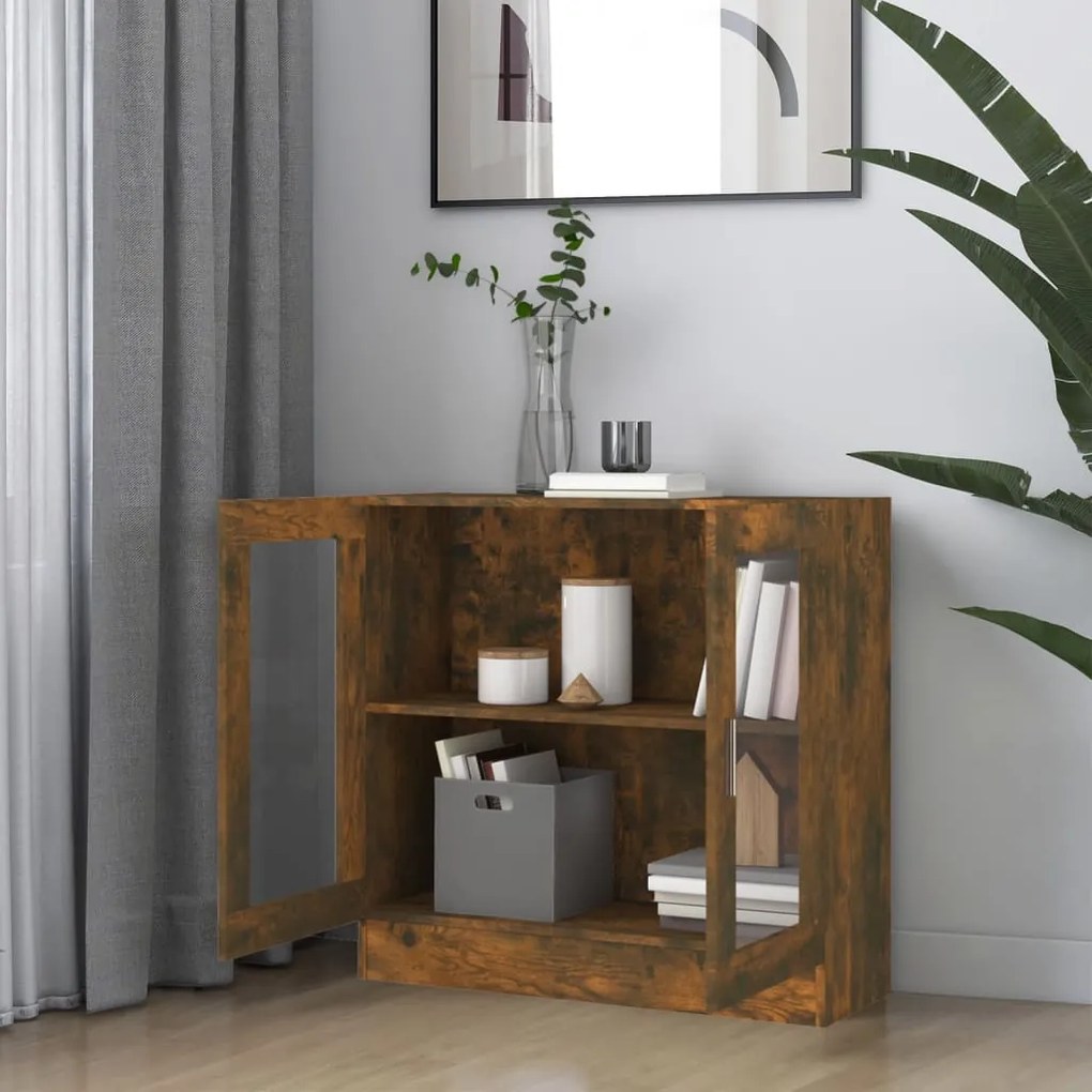 Vitrine 82,5x30,5x80 cm derivados de madeira carvalho fumado