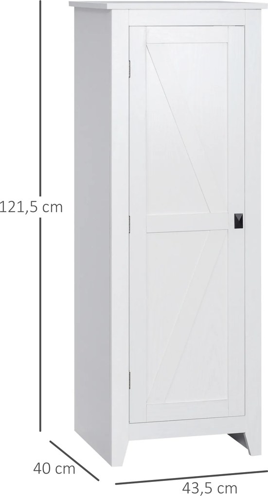 Armário de arrumação com pés com 2 prateleiras ajustáveis – Altura 120 cm, em madeira branca