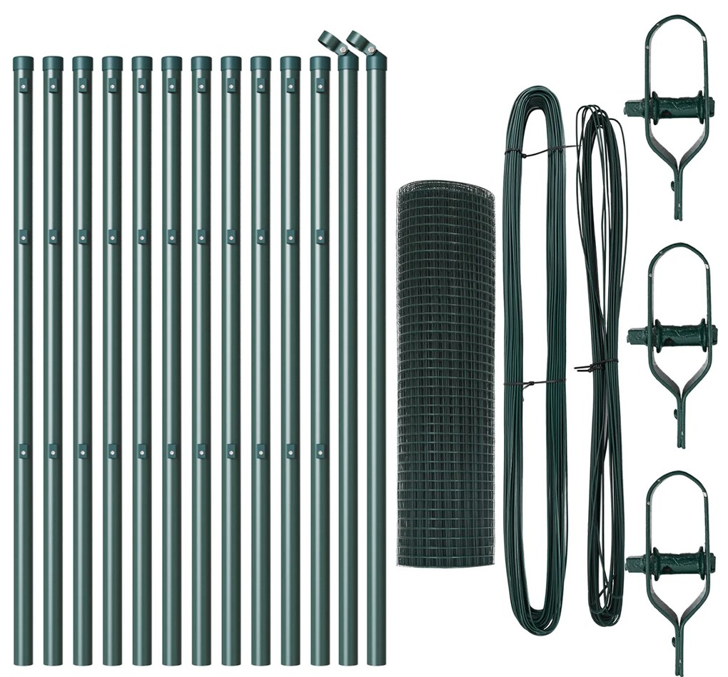 Conjunto de Poste de Cerca Verde Revestido em PVC da Conjunto de 2
