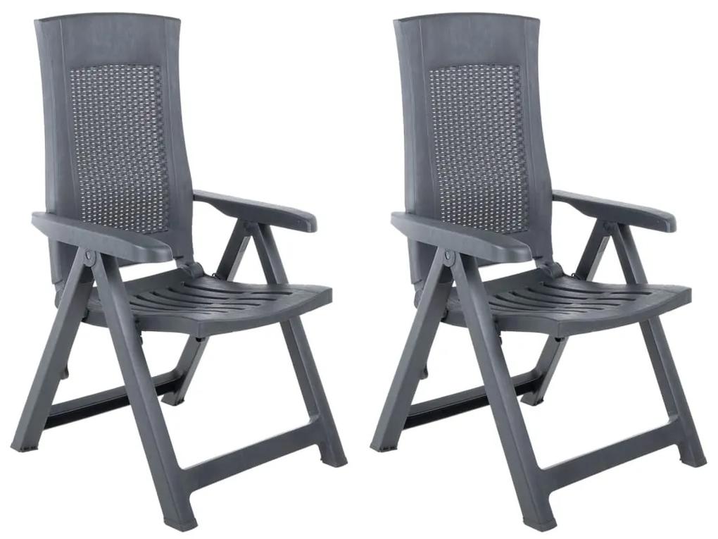 48761 vidaXL Cadeiras de jardim reclináveis 2 pcs plástico antracite