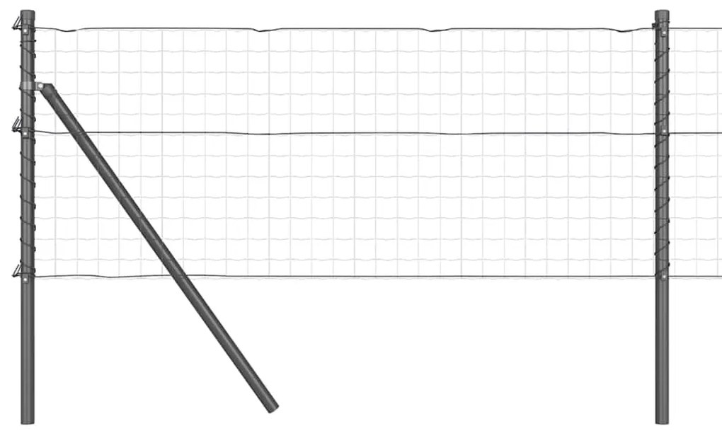 Posts de Cerca - 26 pcs cinzas Ø32 mm 80 cm em aço galvanizado