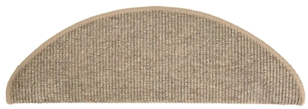 Tapetes de escada autoadesivos 15 pcs 65x21x4 cm bege-escuro