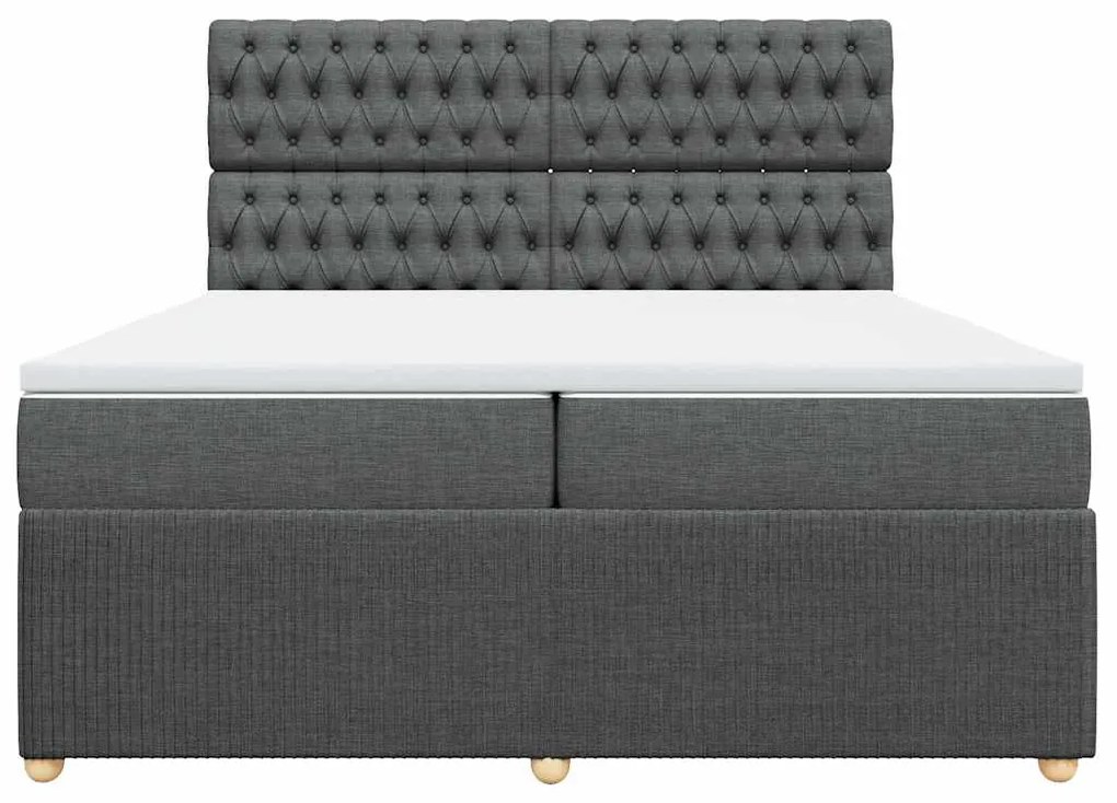 Cama com molas/colchão 200x200 cm tecido cinzento-escuro