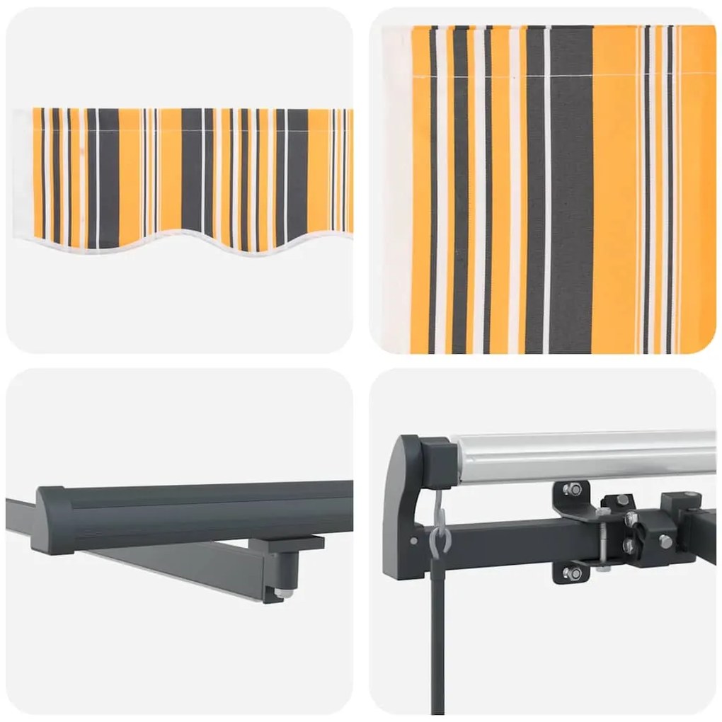Toldo Manual Retrátil com Listras Multicores LED 500x300 cm