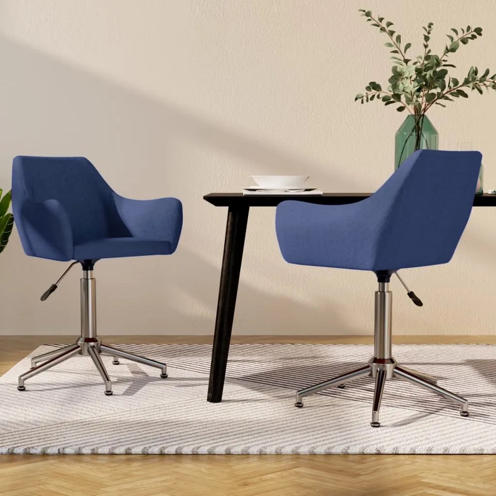 vidaXL Cadeiras de jantar giratórias 2 pcs tecido azul