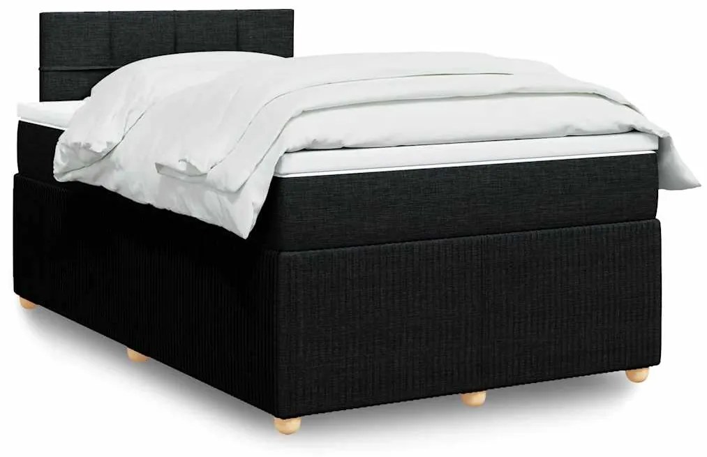 vidaXL Cama boxspring com colchão 120x190 cm tecido preto