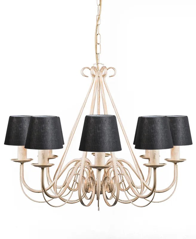 Candeeiro de teto creme com cúpula de aperto 12 cm preto - Giuseppe