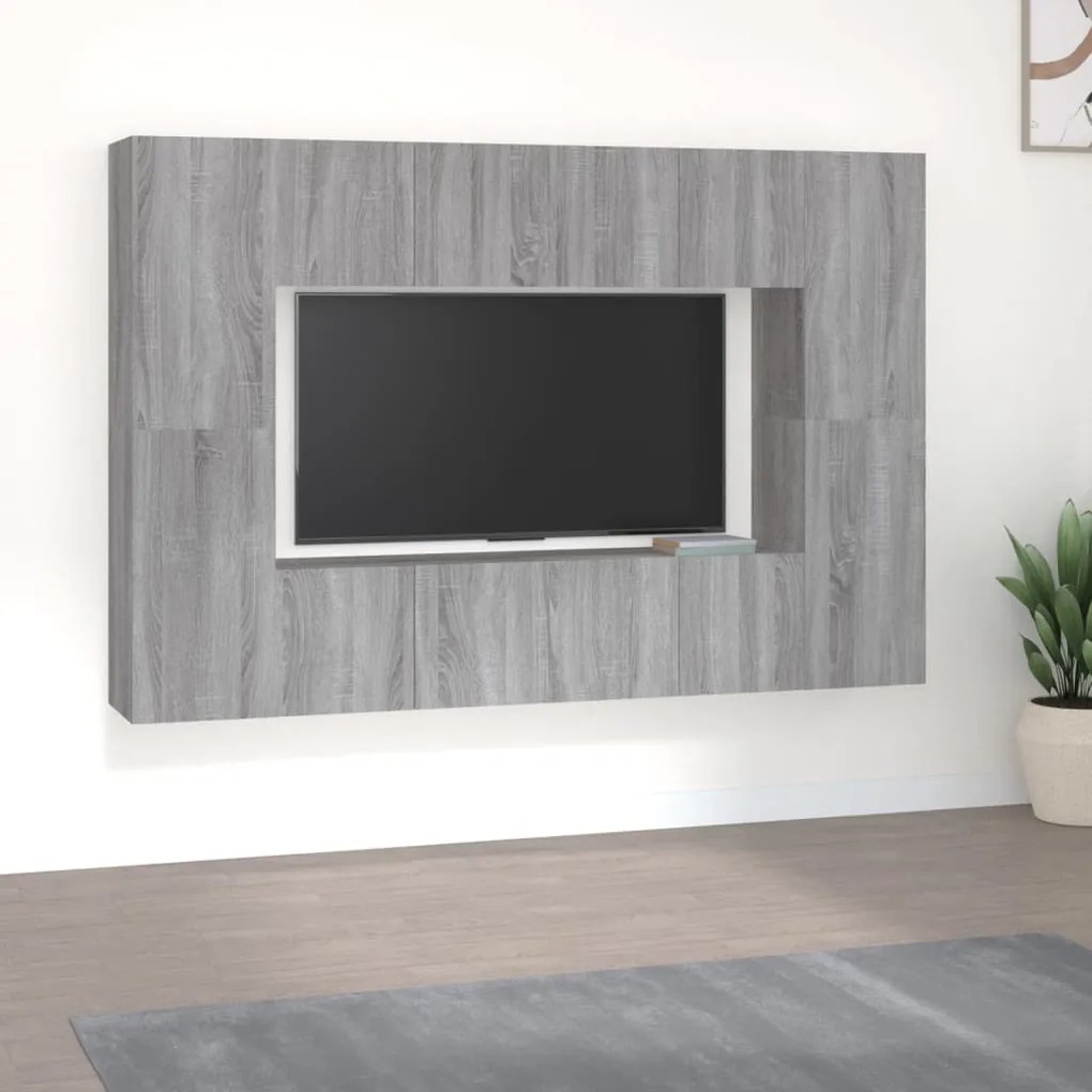 vidaXL Conjunto móveis de TV 8 pcs madeira processada sonoma cinza