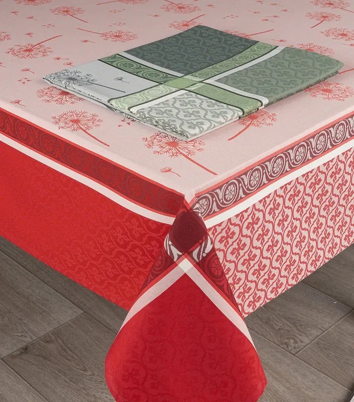 Toalhas de mesa anti nódoas 100% algodão - Dandelion 2024 Fateba: Vermelho 1 Toalha de mesa 150x300 cm