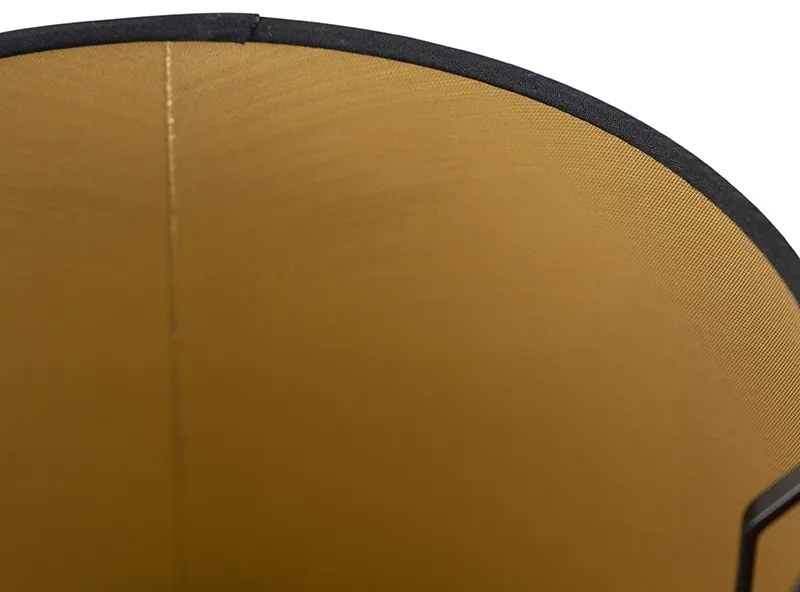 Abajur de algodão preto com interior dourado 25/20/16