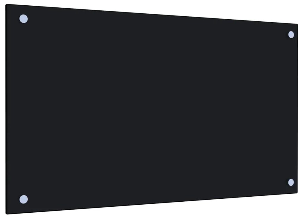 vidaXL Painel anti-salpicos de cozinha 70x40 cm vidro temperado preto