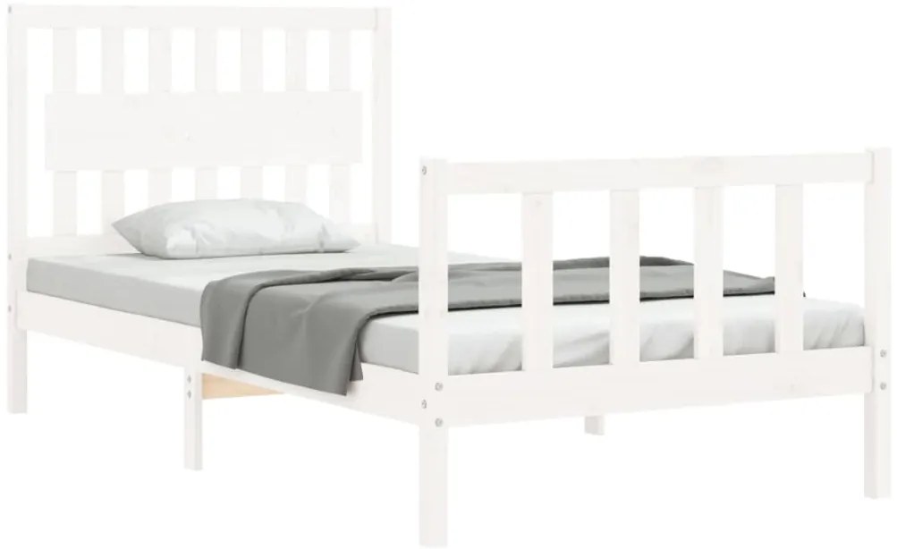 Cama sem colchão 100x200 cm madeira de pinho maciça branco