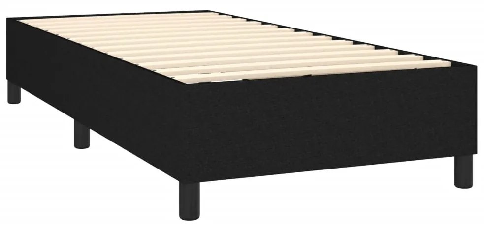 Cama box spring c/ colchão e LED 90x200 cm tecido preto