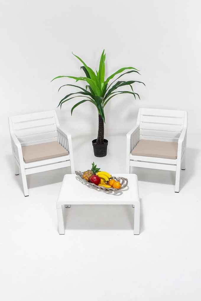 Conjunto de Jardim Lara – 2 Poltronas + Mesa de Centro – Polipropileno