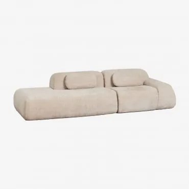 Sofá Modular De Canto Em 2 Peças Com Chaise Longue À Esquerda Em Chenille Embalado A Vácuo Mérida Chenille Grossa Bege Tapioca - Sklum