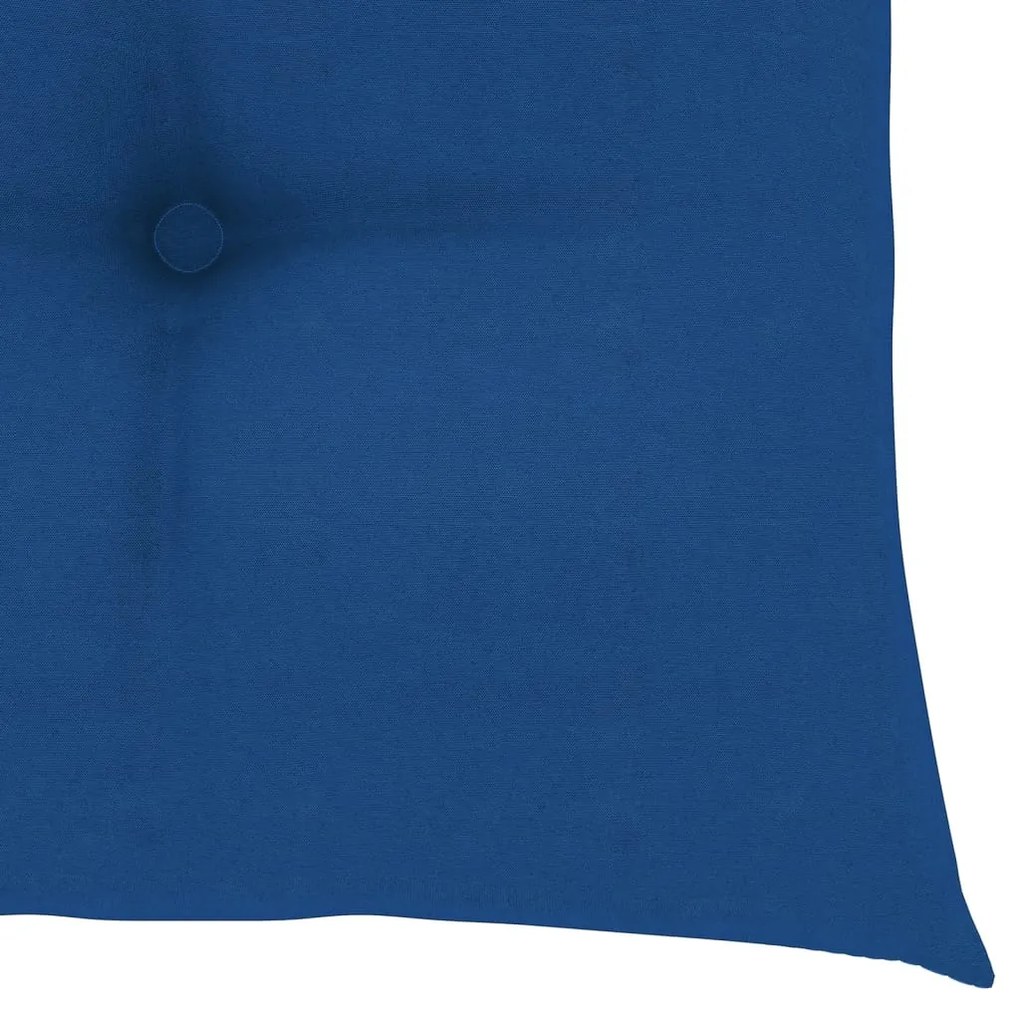 Cadeiras de jardim c/ almofadões azul 4 pcs teca maciça