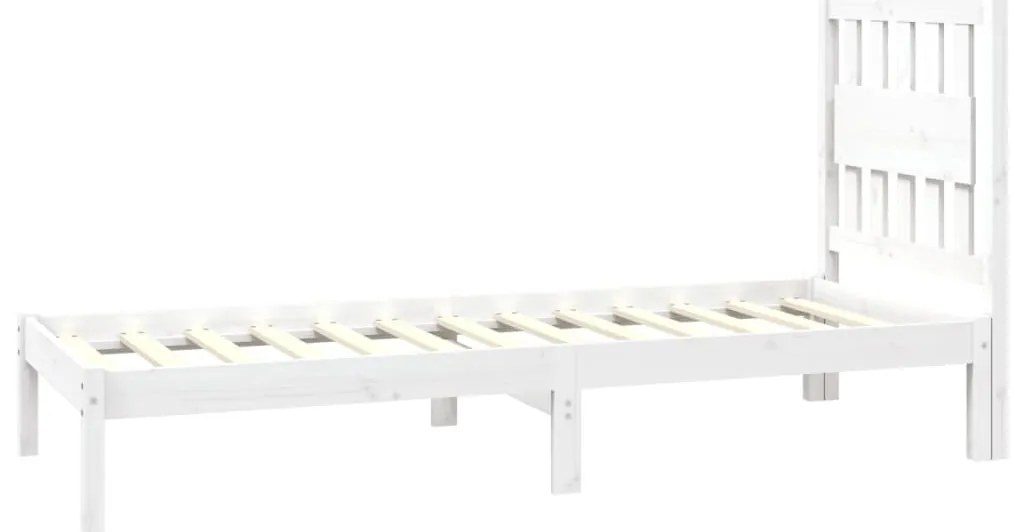 Estrutura de cama pequena solteiro 75x190cm pinho maciço branco