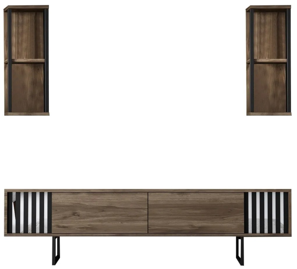 Unidade TV Chrome Line – Nogueira e Preto – Estrutura de 180 cm