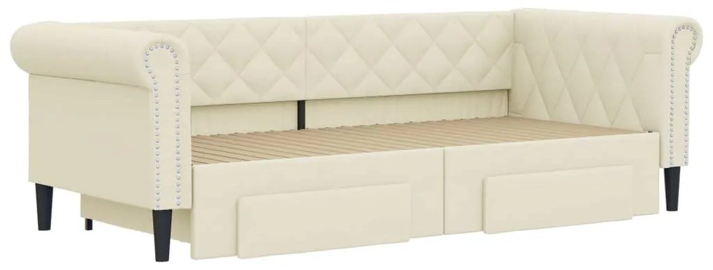 Sofá-cama c/ gavetão e gavetas 90x200 cm couro artif. cor creme
