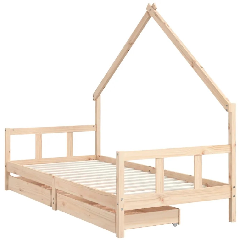 Estrutura de cama infantil c/ gavetas 90x190 cm pinho maciço