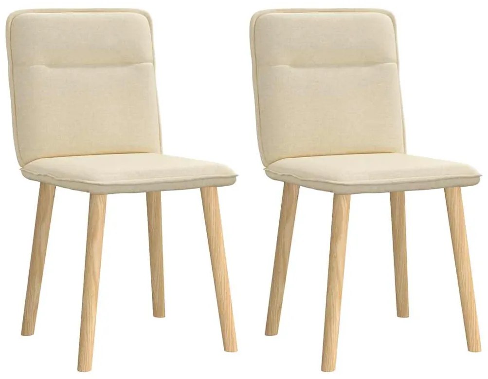 Cadeiras de jantar 2 pcs tecido cor creme