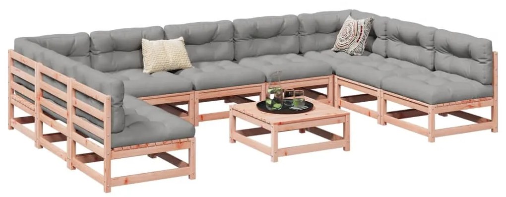 vidaXL 10 pcs conjunto sofás jardim madeira abeto-de-douglas