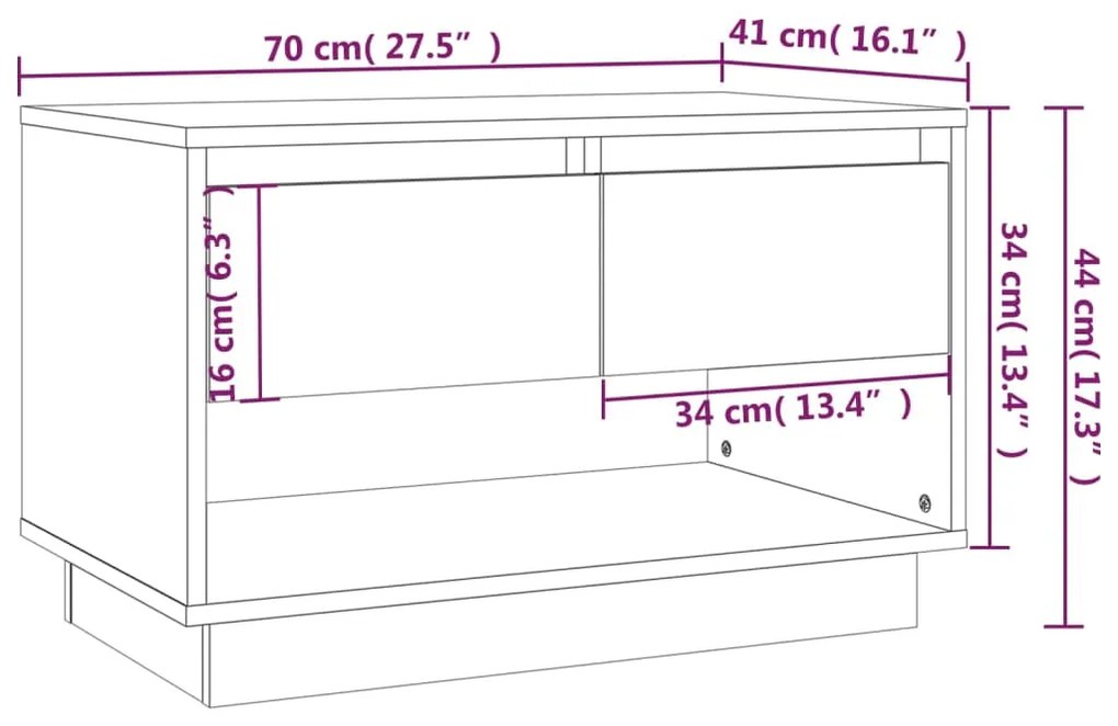 Móvel de TV 70x41x44 cm aglomerado cor sonoma cinzento