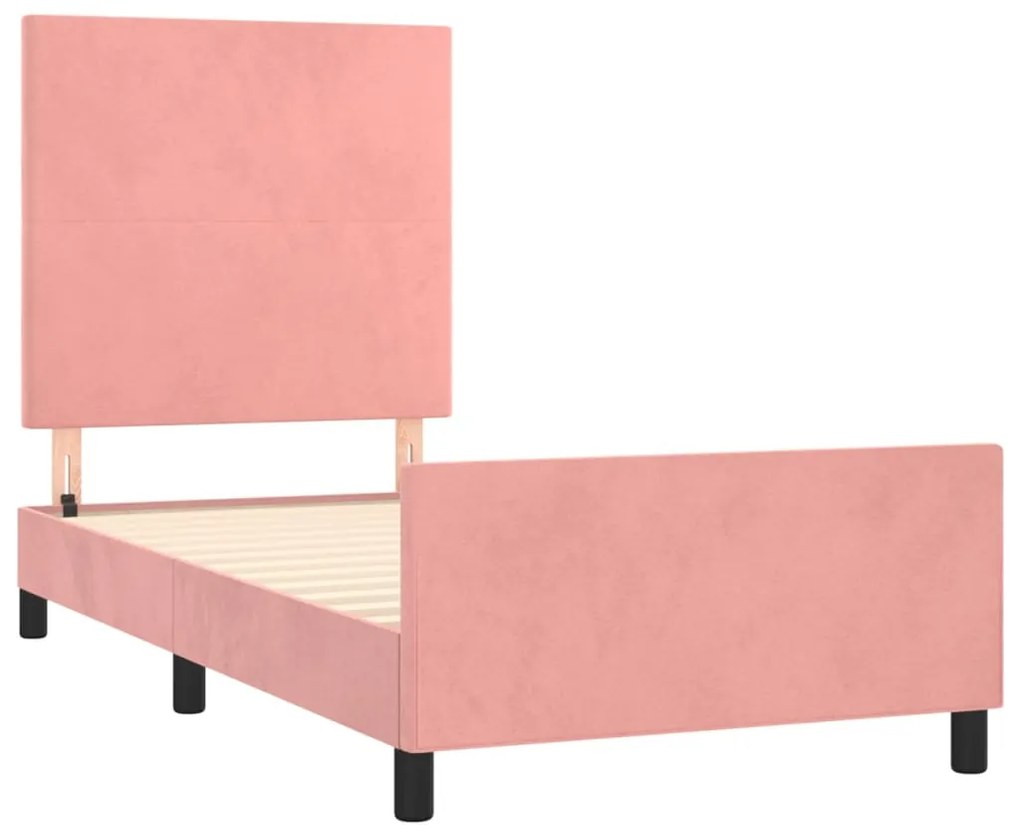 Estrutura de cama c/ cabeceira 80x200 cm veludo rosa