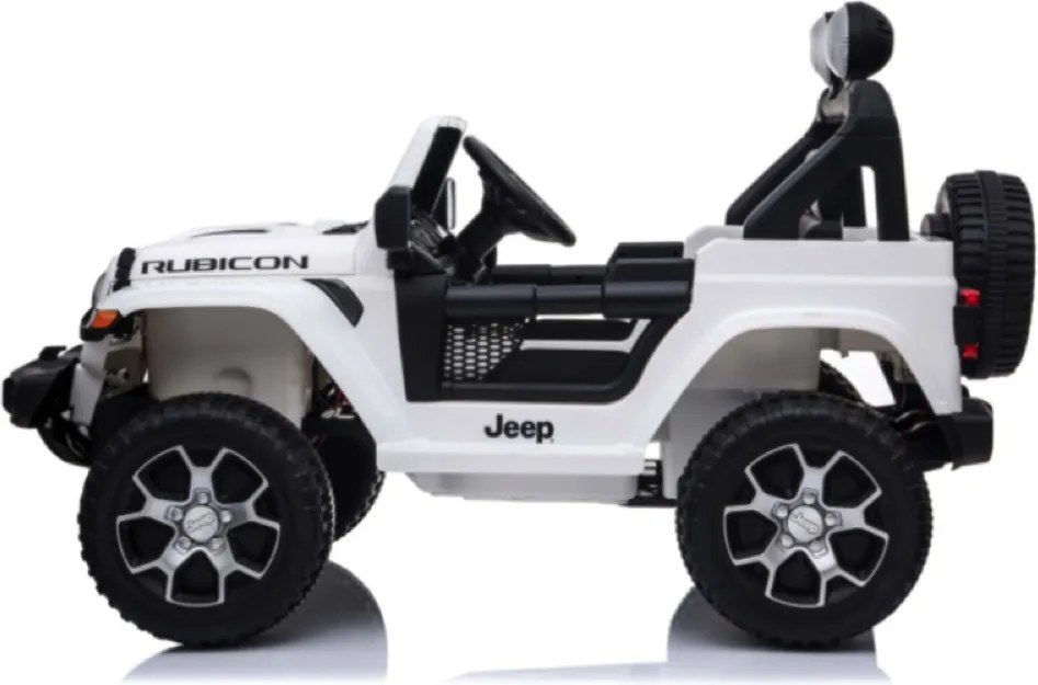 Carro elétrico para crianças até 5 anos Jeep Wrangler Rubicon, 12V, pneus EVA, com bateria de lítio, controlo remoto Branco
