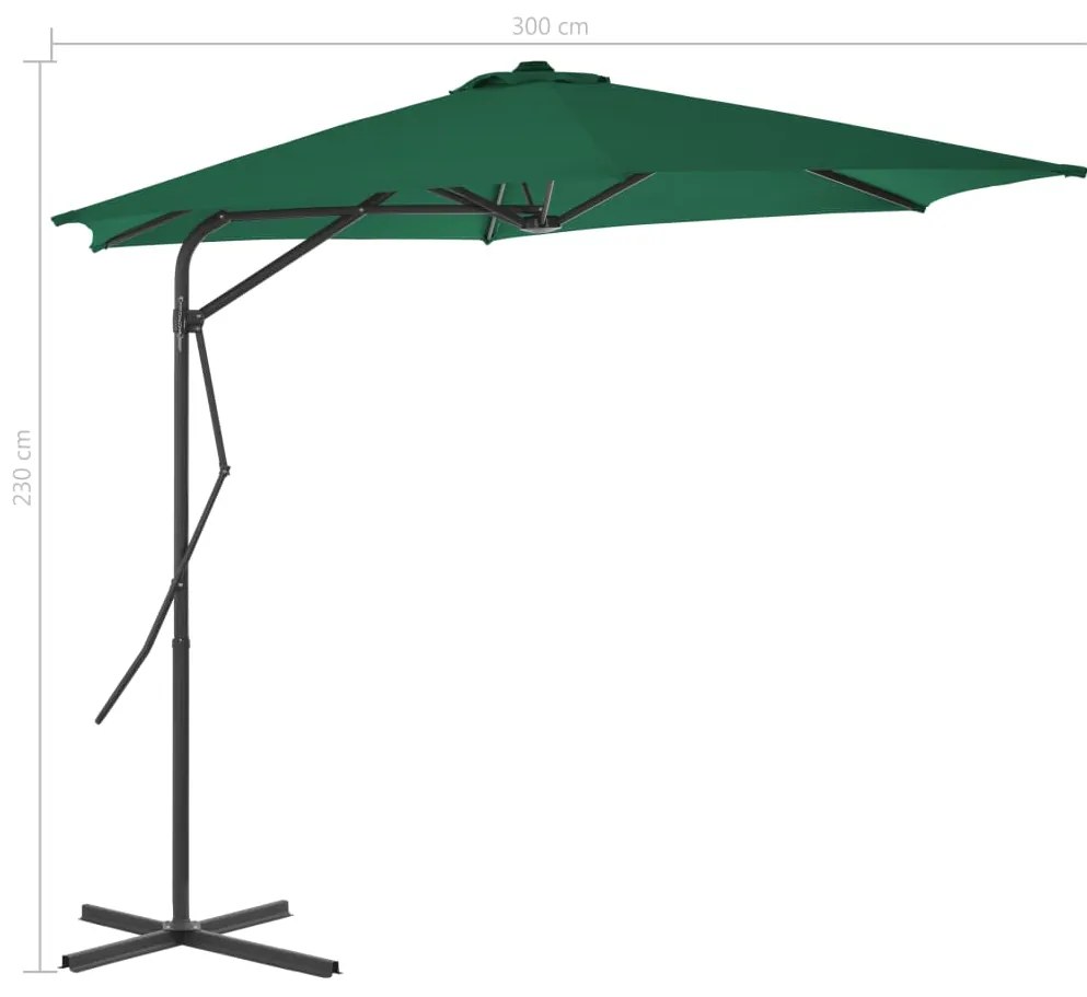 Guarda-sol de exterior com poste de aço 300 cm verde