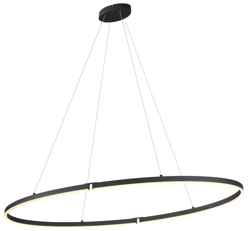 Candeeiro suspenso de design preto oval 120cm incl. LED regulável em 3 níveis - Ovallo Design