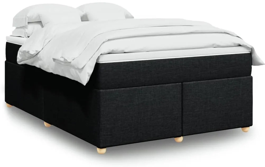 Cama com molas/colchão 160x200 cm tecido preto