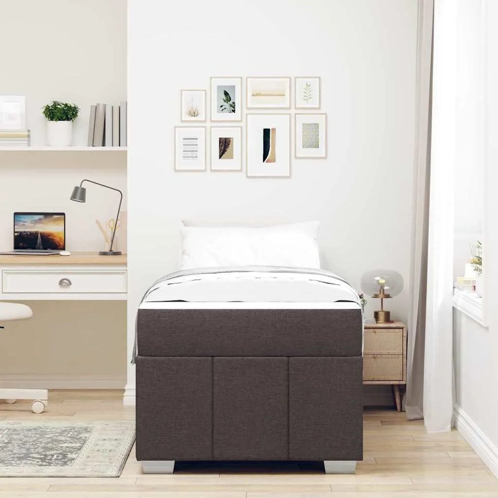 Estrutura da Cama Castanho escuro 90 x 190 cm tecido
