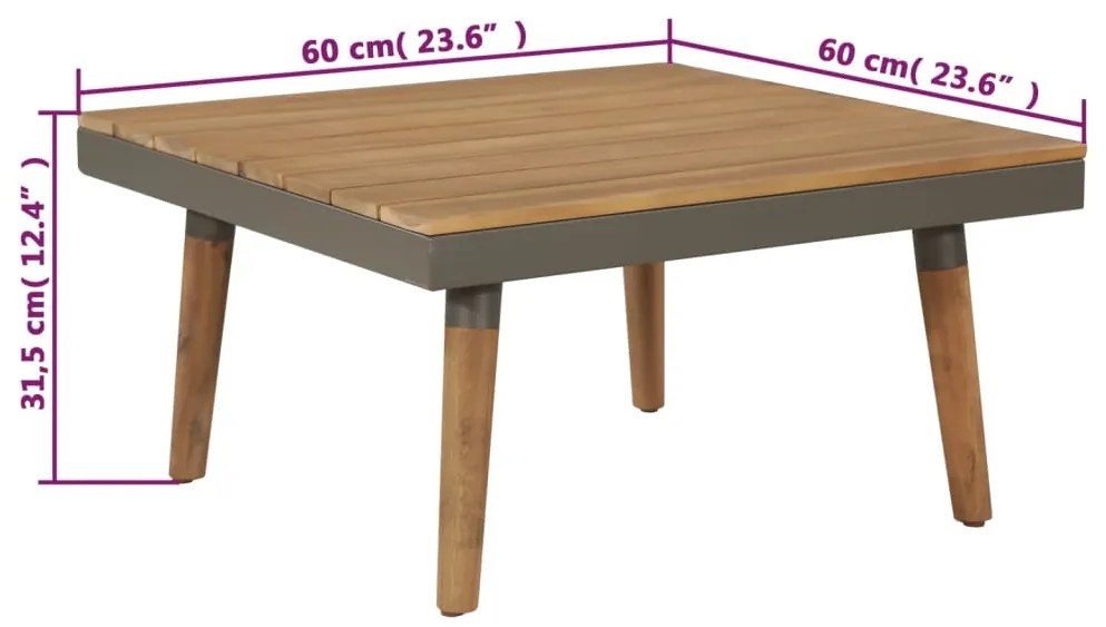 4 pcs conj. lounge jardim c/ almofadões acácia maciça castanho