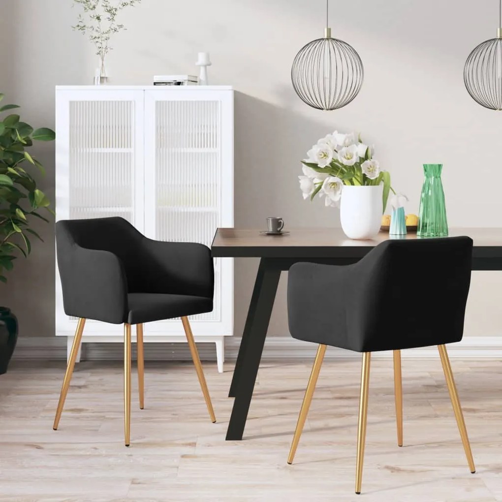 vidaXL Cadeiras de jantar 2 pcs veludo preto