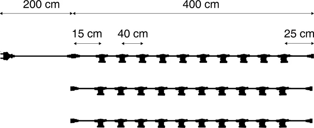 Iluminação de festão preta conectável com ficha 18m Incl. E27 P45 30-Luzes IP44 - Lubber