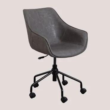 Cadeira de escritório em couro sintético Lucy Cinza Claro - Sklum