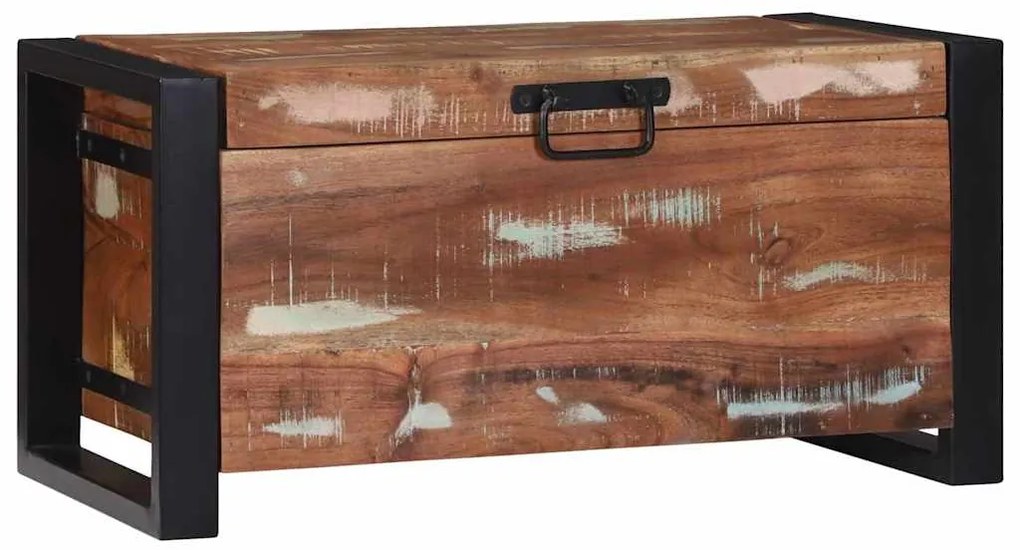 Baú de Armazenamento 60x30x30cm em Madeira Recuperada e Metal