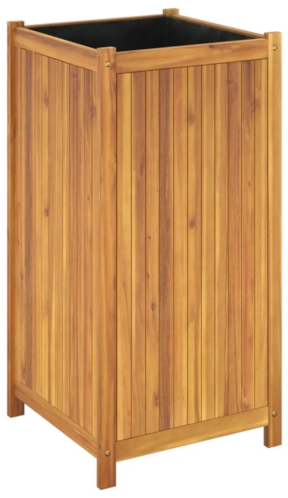 Vaso/floreira de jardim com forro 50x50x100 cm acácia maciça