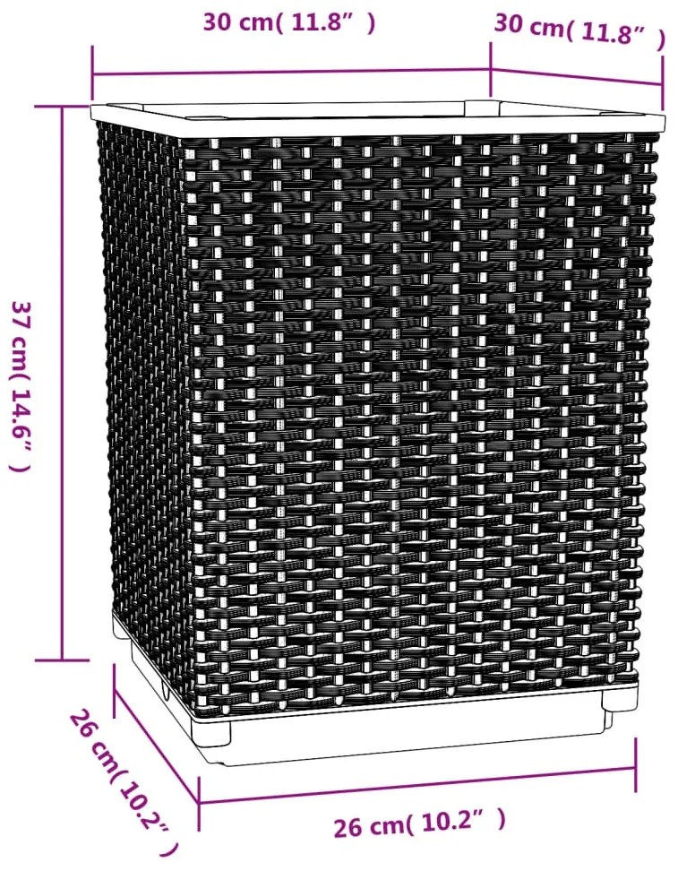 Vasos/floreiras 2 pcs 30x30x37 cm polipropileno preto