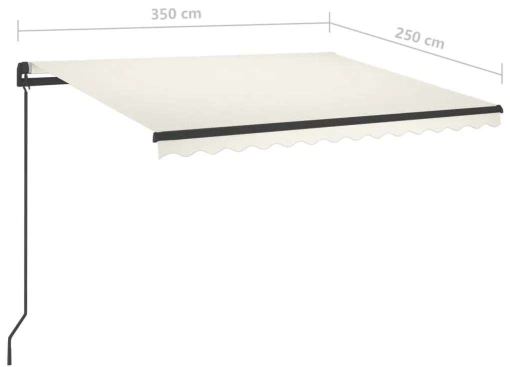 Toldo retrátil manual com LED 3,5x2,5 m cor creme