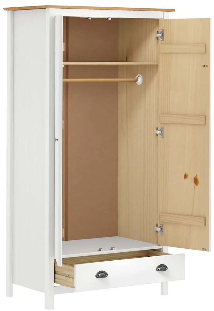 Roupeiro 2 portas Hill 89x50x170 cm pinho maciço branco