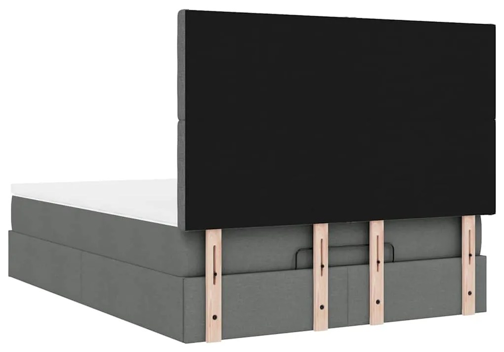 Estrutura de cama otomana com colchão 140x190cm cinzento escuro